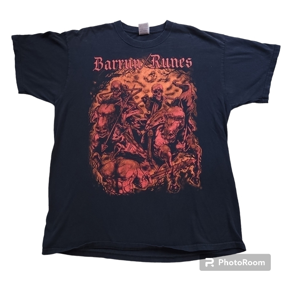 Rock Band Barrun Runes Skeleton Horse Goth Shirt sz XL